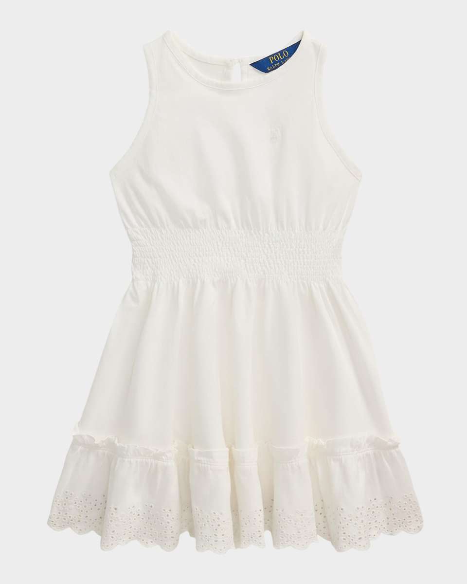 Girl's Smocked Dress W/ Eyelet Trim, Size 2-6X